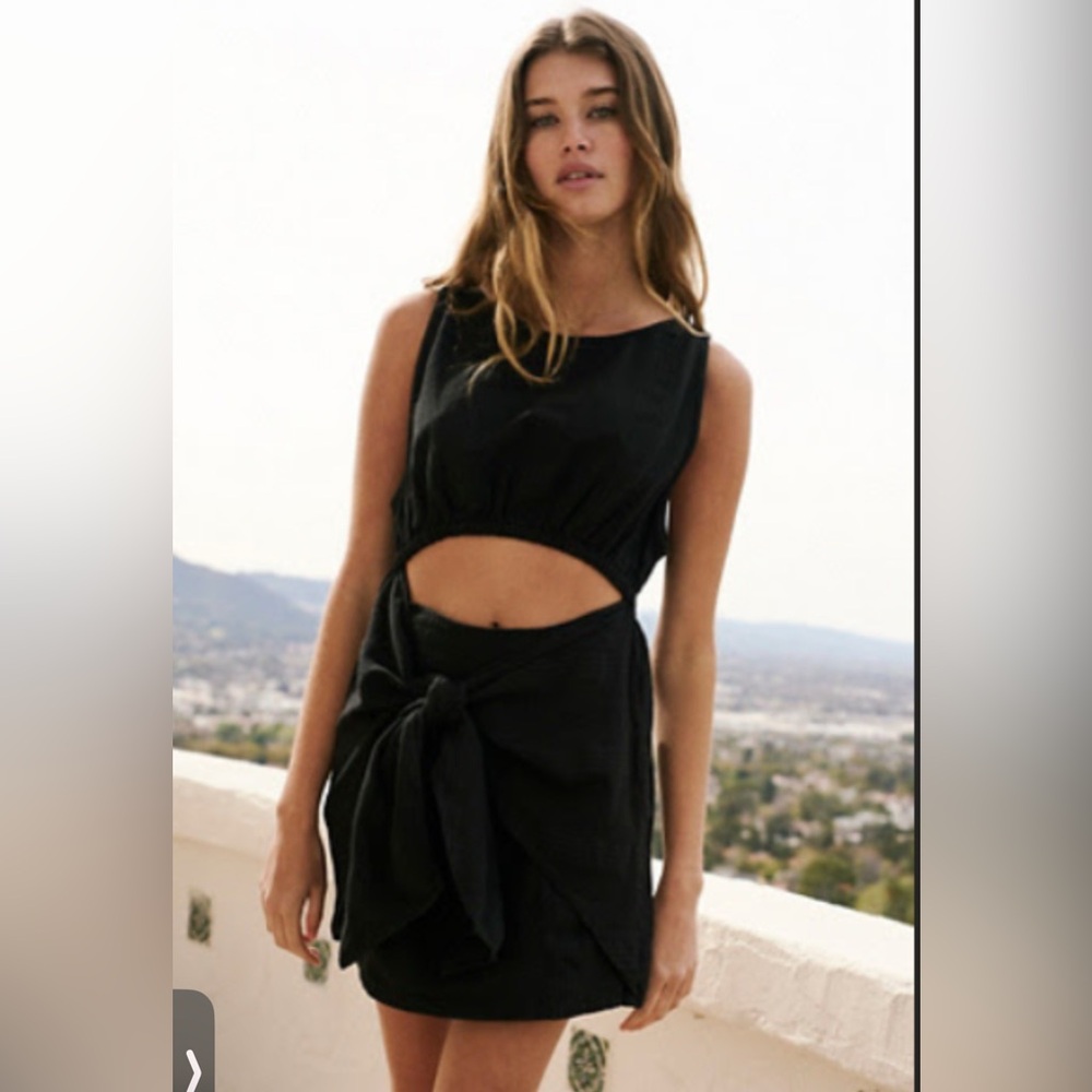 Free people Black cotton/linen mini dress XS